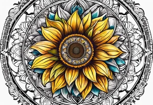 I want a liniar sunflower worh light mandala designs for a sleeve tattoo idea