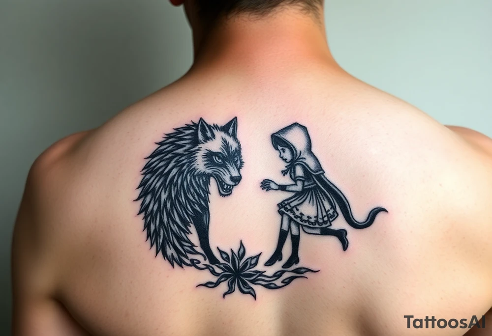 Little red riding hood and the big bad wolf hunting her tattoo idea