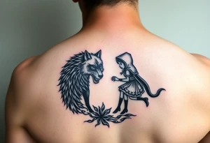 Little red riding hood and the big bad wolf hunting her tattoo idea