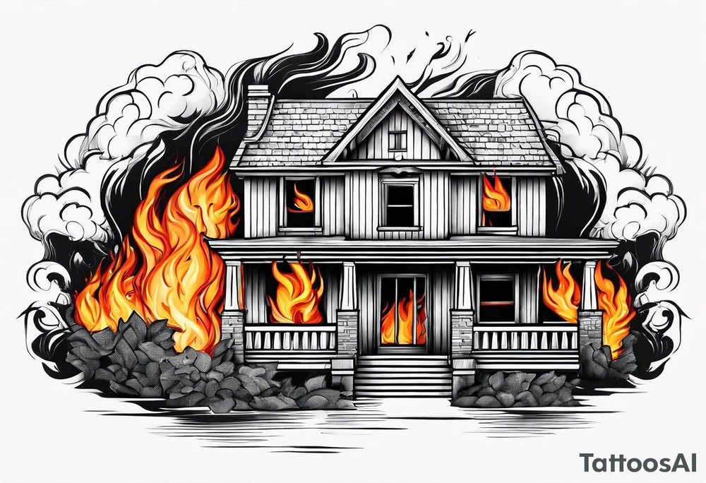 House on fire tattoo idea