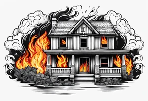 House on fire tattoo idea