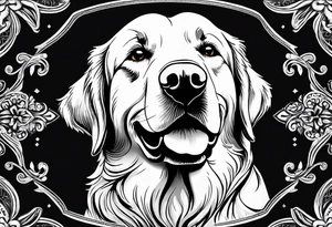 One happy dark colored golden retriever with a yellow Labrador tattoo idea