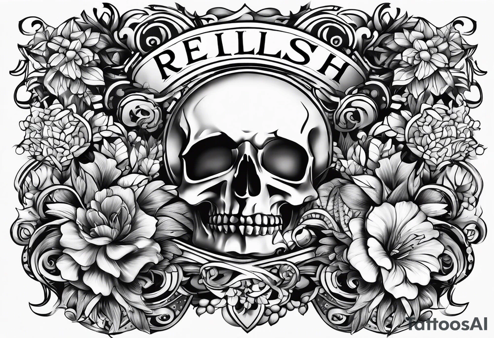 Fine Tatoo design with the word relish tattoo idea