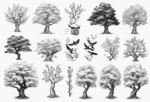Small spring beside a oka tree tattoo idea