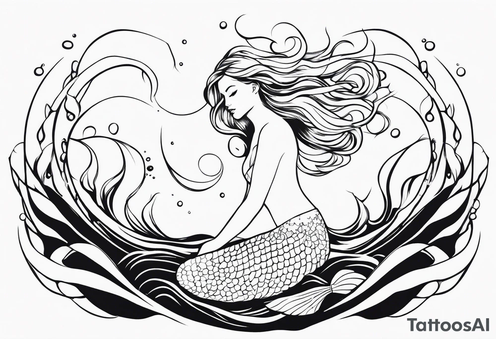 Mermaid in water tattoo idea