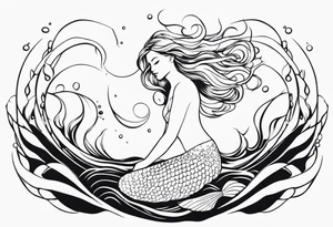 Mermaid in water tattoo idea