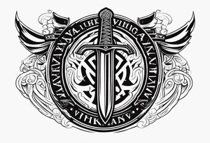 Valhalla viking shield hatchet sword tattoo idea