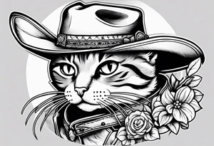 cartoon cat full body cowboy tattoo idea