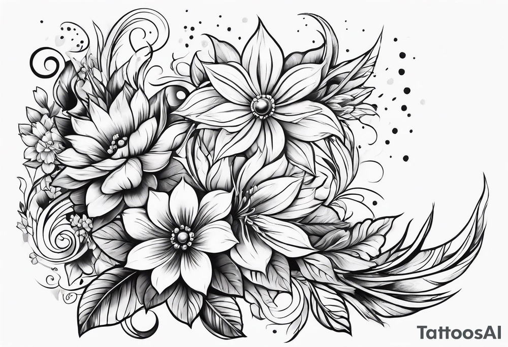 Western floral and stars tattoo idea
