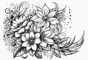 Western floral and stars tattoo idea
