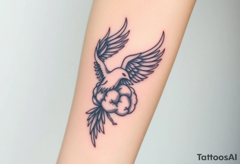 A phoenix flying out of a brain looking powerful tattoo idea