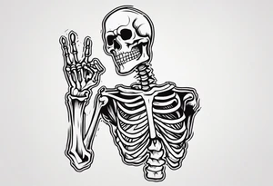 Skeleton holding up 3 fingers tattoo idea