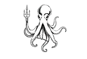 Octopus with trident and stethoscope tattoo idea