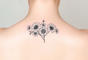 Small flower bouquet with order of flowers, daisy, cosmo, poppy, chrysanthemum, cosmo tattoo idea