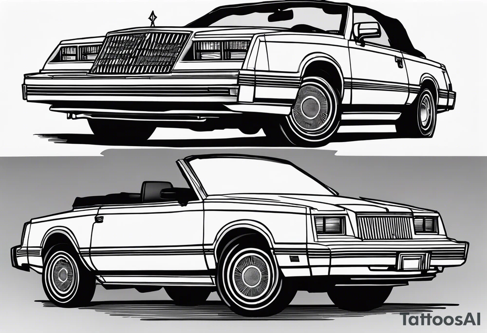 dark 1984 Chrysler lebaron convertible, no background tattoo idea