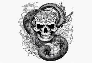 skeletal cloud serpent tattoo idea
