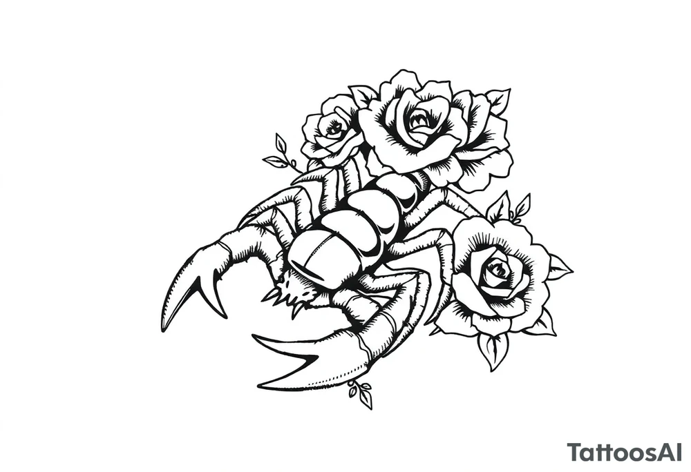 Scorpion with roses tattoo idea