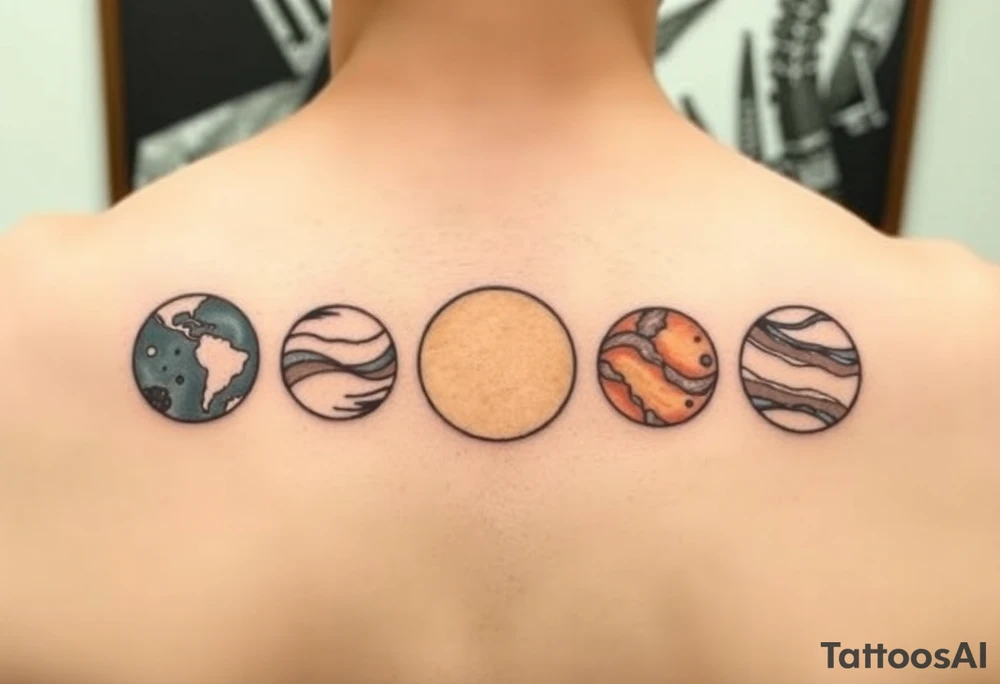 3 planet horizontal tattoo idea