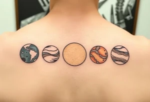 3 planet horizontal tattoo idea
