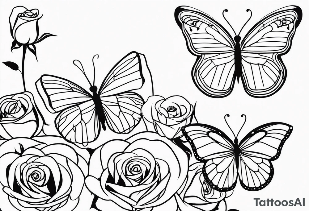 Butterflies and roses tattoo idea