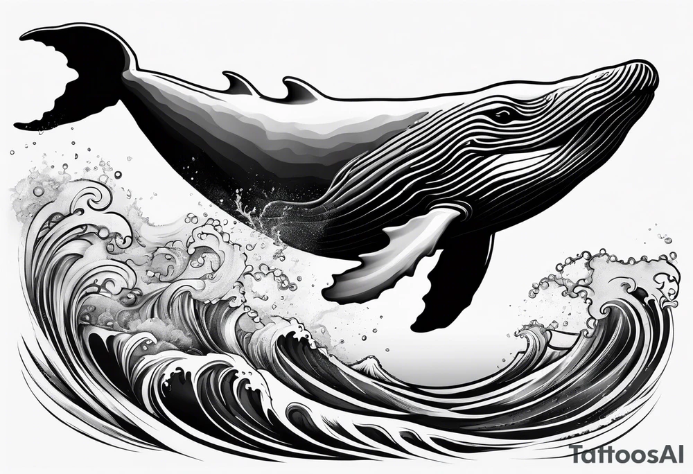 Breaching North Pacific humpback whale tattoo idea
