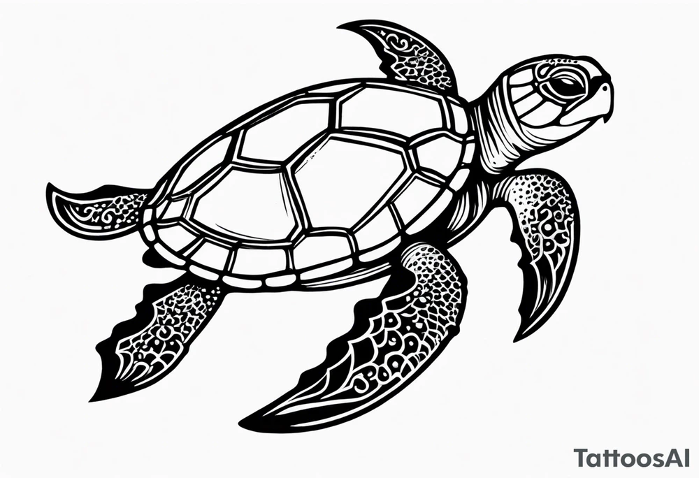 Turtle and starfish chain simple small tattoo idea