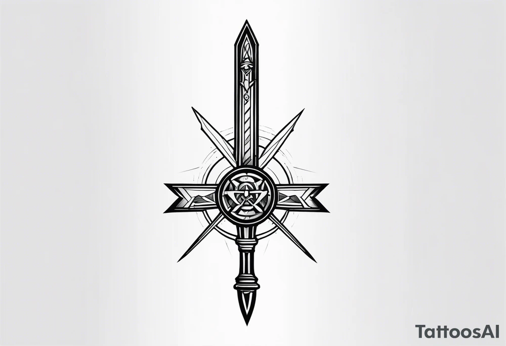 sword, occult, geometric, gothic, cyber sigilism, geometry, forearm tattoo idea