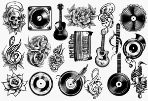 lots of music tattoo idea