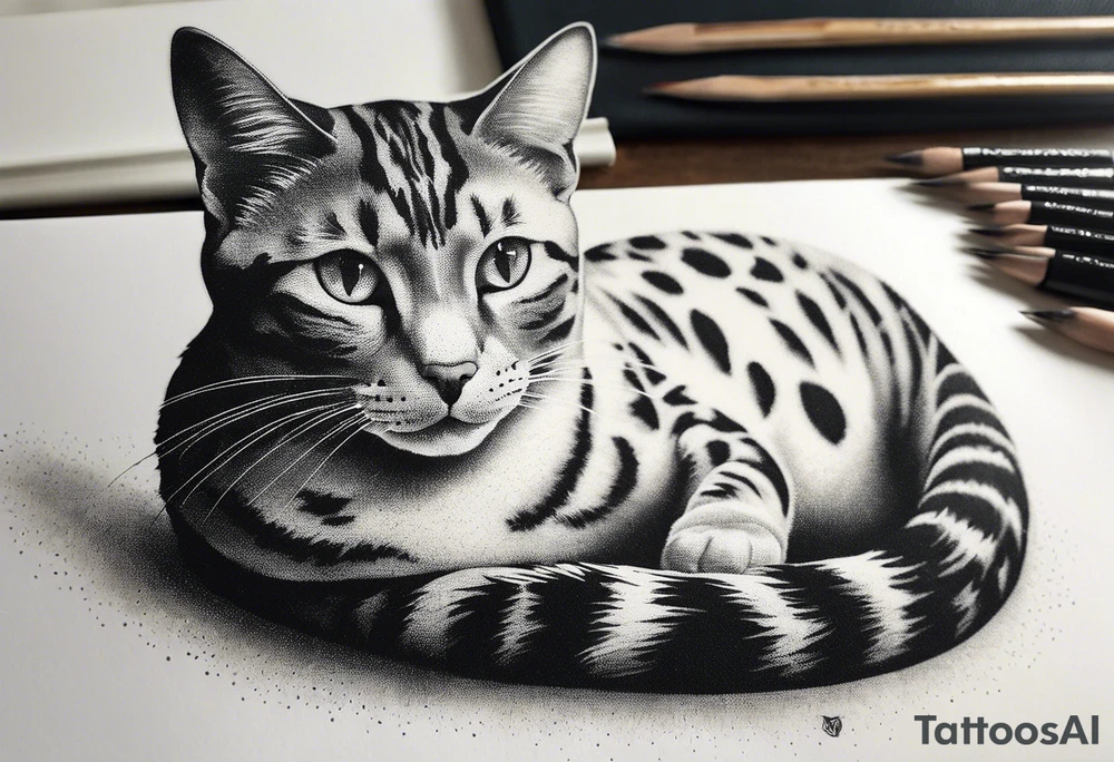Cat laying down tattoo idea