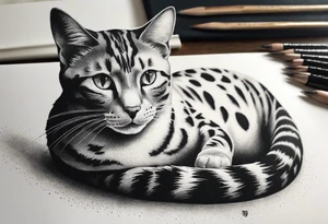 Cat laying down tattoo idea