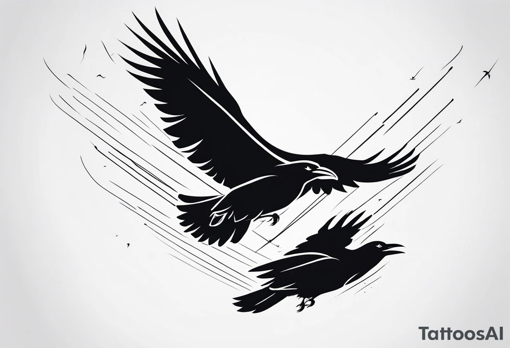 7 ravens flying tattoo idea