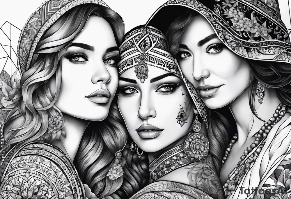 three person side by side. Daughter on the left, mother in the middle, grandmother on the right. tattoo idea