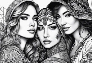 three person side by side. Daughter on the left, mother in the middle, grandmother on the right. tattoo idea