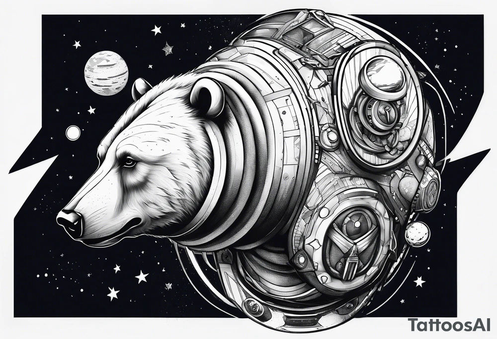 bear versus bull in space tattoo idea