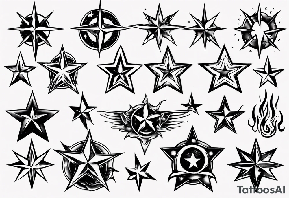 Fire and stars tattoo idea