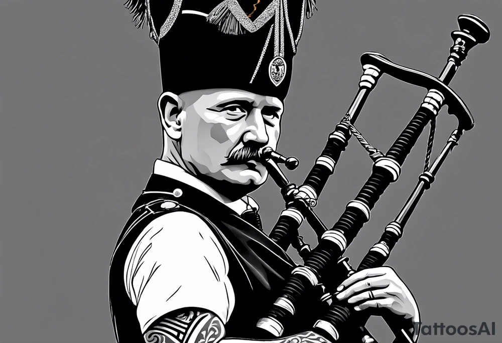 Scottish Bagpiper in  a kilt tattoo idea
