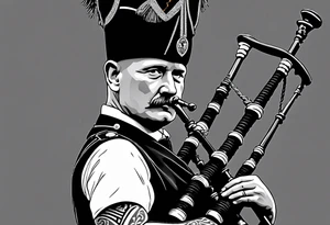 Scottish Bagpiper in  a kilt tattoo idea