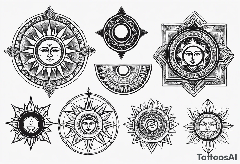 Symbols of the sun. The symbols should be stylized as the logo 30 seconds to Mars tattoo idea