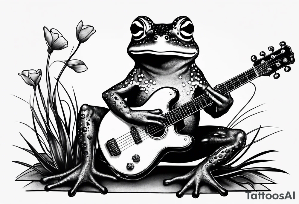 Frog playing guitar. tattoo idea