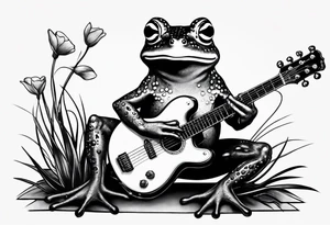 Frog playing guitar. tattoo idea