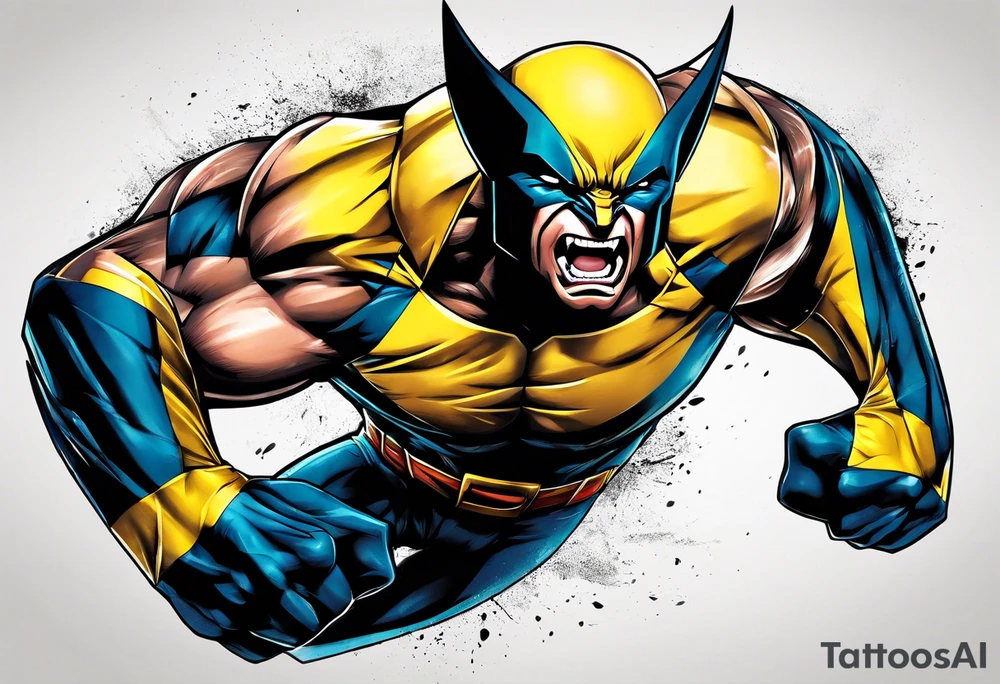 Wolverine animal runnig tattoo idea