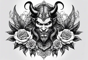 tattoo with devil and roses  for the chest tattoo idea
