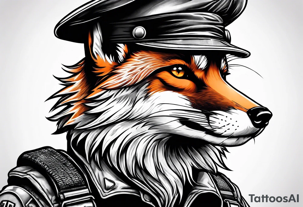 angry fox army commando with a beret tattoo idea