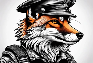 angry fox army commando with a beret tattoo idea