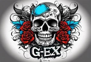 street art graffiti skull with the words "GenX OG" tattoo idea