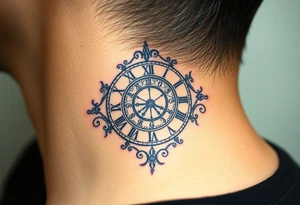 vintage roman numerals within ornate clockwork mechanism tattoo idea
