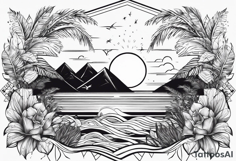 Beach full ankle tattoo idea