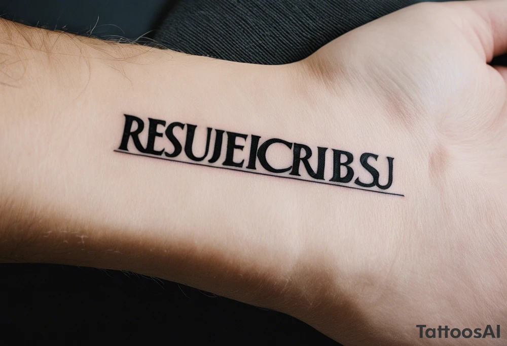 tattoo on a wrist saying "resurget cineribus". no other design except for the words tattoo idea
