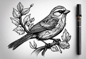 Bird oak tattoo idea