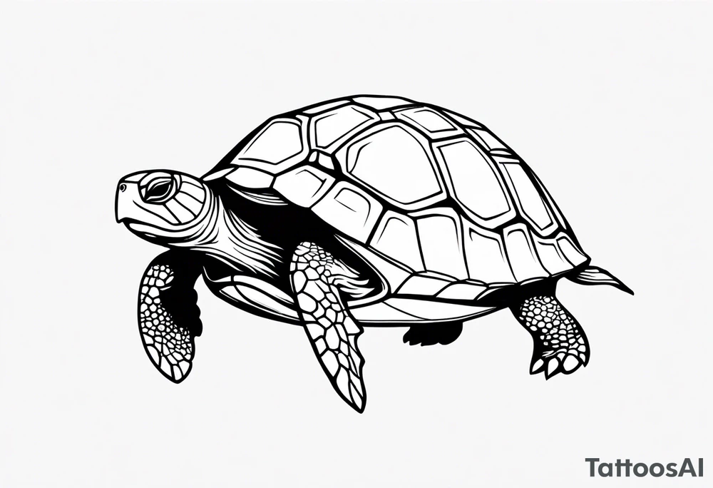 simple line turtle tattoo idea